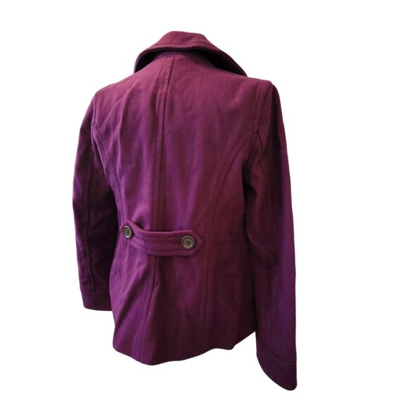 Old Navy Women's Purple Pea Coat Plum Jacket Double Breasted Size M jj3590 - Picture 6 of 9